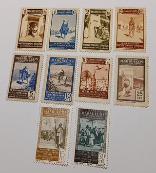 Lote 10 Sellos Marruecos Protectorado Español