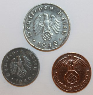 Lote de 3 monedas auténticas época nazi