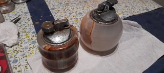 Set de 2 mecheros de sobremesa de mármol