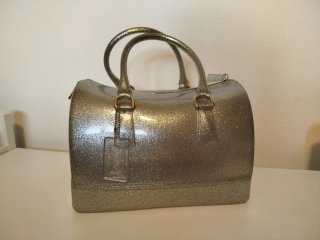 Bolso Furla Candy Dorado y verde turquesa