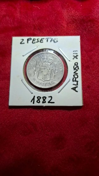 Moneda 2 Pesetas 1882 Alfonso XII plata
