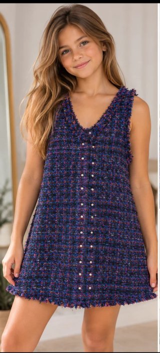 Vestido Tweed Multicolor Zara Niña 10 Años