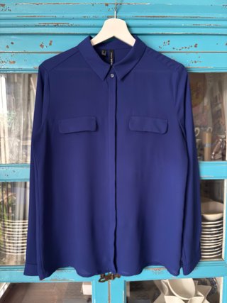 Blusa Mango Azul Eléctrico Talla M