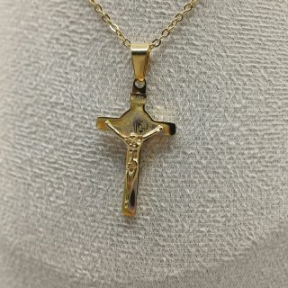 Cadena y Cruz Chapado Oro 18k
