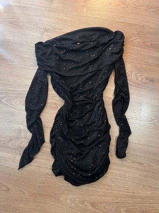 Vestido Negro Brillo Shein Talla M