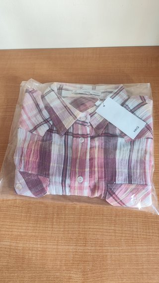 Camisa de cuadros rosa Mango