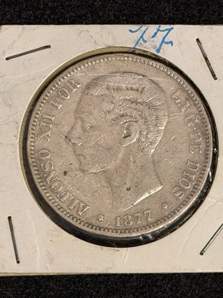 Moneda de Plata Alfonso XII 1877