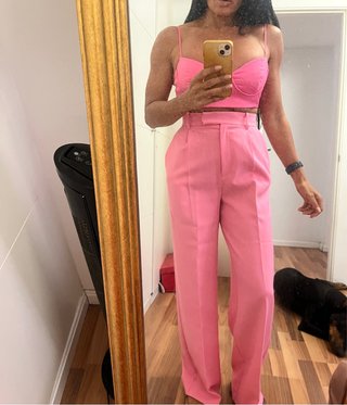 Pantalón de pinzas rosa Zara XS