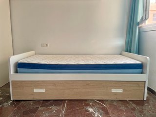 Cama nido infantil blanca y madera