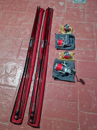 Lote de 2 cañas Daiwa Tournament Caster33+carretes
