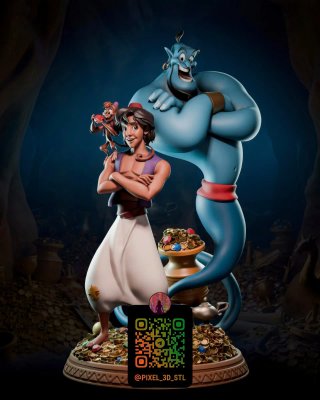 Figura de Resina Aladdin y Genio