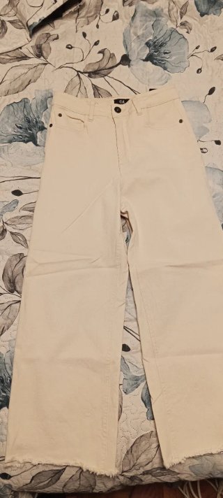 Pantalón Pierna Ancha Blanco Roto Talla 34
