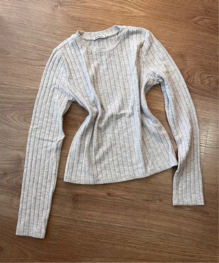 Top Gris Manga Larga Stradivarius Talla M