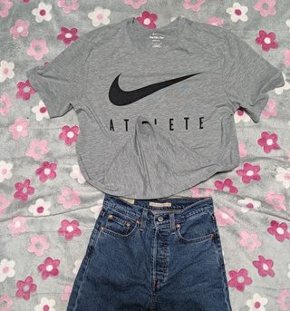 Nike Athlete Camiseta Gris Jaspeada | Logo Swoosh