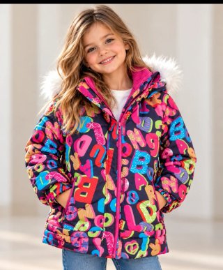 Abrigo Multicolor Niña 5 Años con Capucha