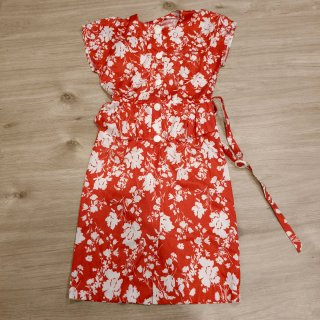 Vestido de Flores Rojo y Blanco Talla M