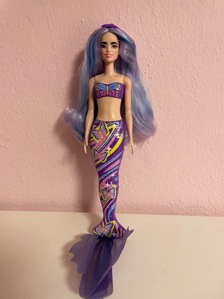 Muñeca Barbie Sirena con Pelo Morado