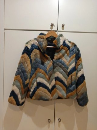 Chaquetón de pelo multicolor