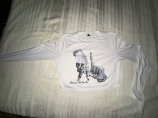 Camiseta Blanca Manga Larga Estampada