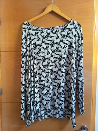 Blusa Fluida Estampada Caballos T50