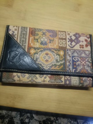 Cartera de Piel y Tela Multicolor