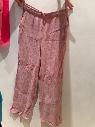 Pantalón de lino rosa