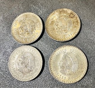 4 Monedas de 5 Pesos de Plata México 1948