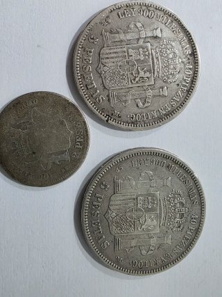 Monedas de Plata de 5  y 2 Pesetas