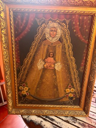 Cuadro Virgen con el Niño y Marco Dorado