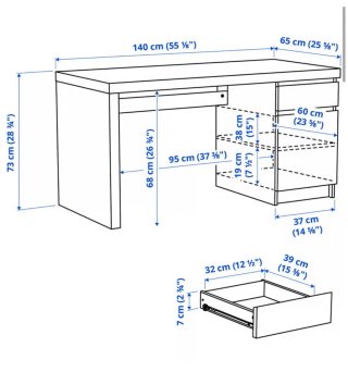 Escritorio Ikea MALM Blanco 140x65