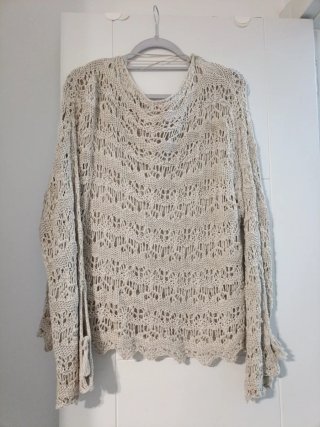 Jersey de punto calado beige