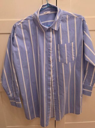Camisa Oversize Rayas Azul y Blanca