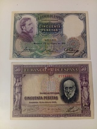 2 Billetes de 50 Pesetas (1931 y 1935)