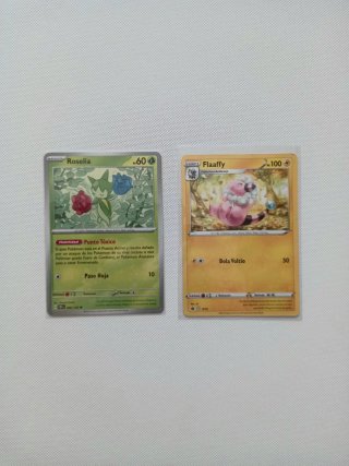 2 Cartas Pokémon: Roselia y Flaaffy