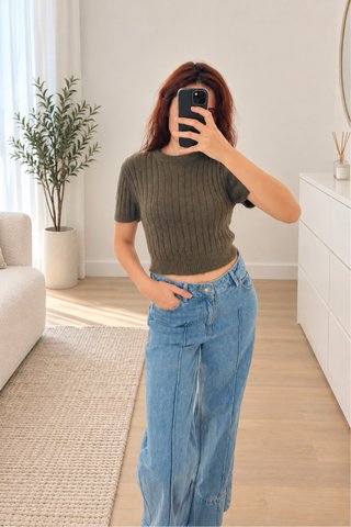 Top de punto Zara verde oliva