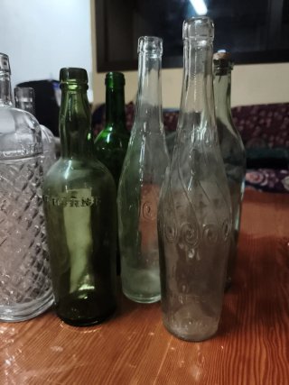 Set de 7 Botellas de Cristal Antiguas