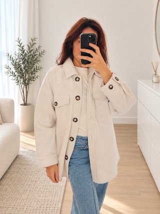 Sobrecamisa Stradivarius Beige Oversize