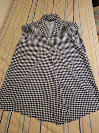 Blusa de cuadros azul y blanca