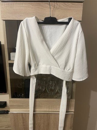 Blusa Blanca Cruzada Talla XS