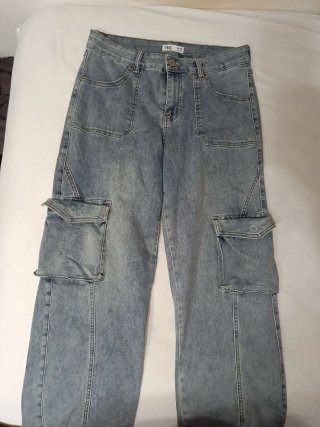 Pantalones Vaqueros Cargo Azul