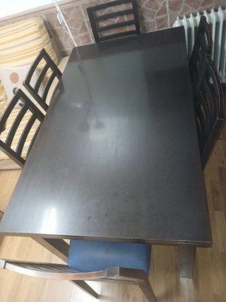Mesa de comedor extensible negra + 6 sillas