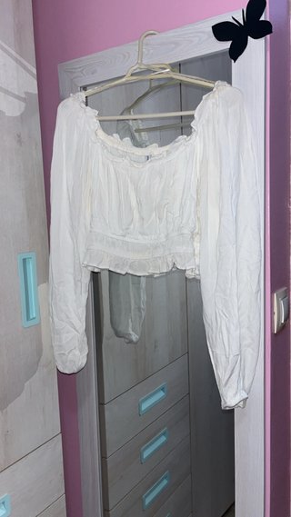 Blusa Blanca de Manga Larga