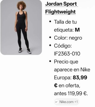 Mono Jordan Sport Flightweight Negro Talla M