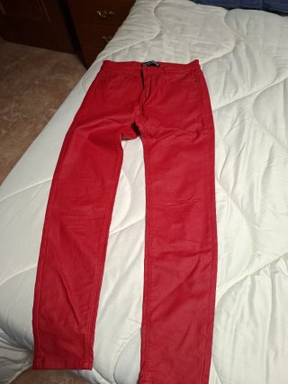 Pantalones Vaqueros Rojos tipo encerado