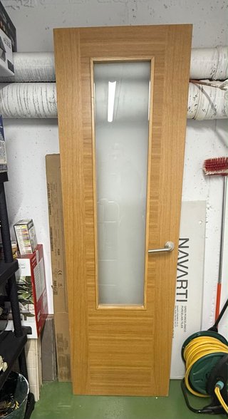 Puerta interior doble madera con Cristal