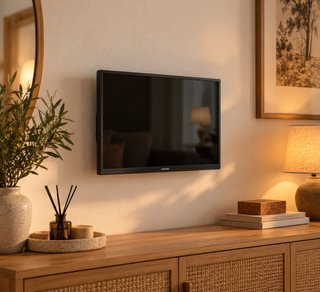 Televisión Samsung 25 pulgadas y soporte de pared
