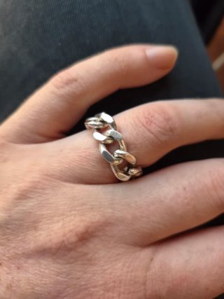 Anillo de Plata de Ley Cadena Eslabones