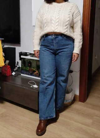 Vaqueros Rectos Anchos Tiro Alto Talla 52