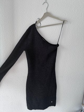 Vestido corto negro con purpurina Green Coast