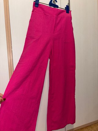 Pantalón Rosa de Corte Ancho (lino)